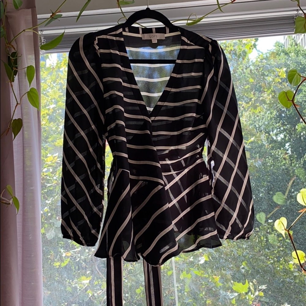 Striped Peplum Wrap Top